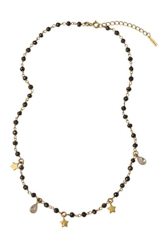 Bijuterii femei adornia 14k yellow gold vermeil pyrite beaded star crystal charm rosary necklace gold
