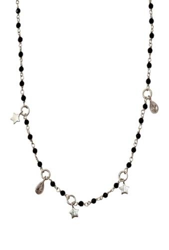 Bijuterii femei adornia white rhodium plated sterling silver black spinel beaded star crystal charm rosary necklace black