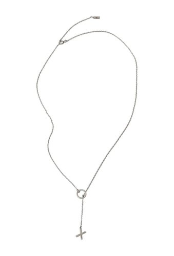 Bijuterii femei adornia white rhodium plated sterling silver diamond xo charm lariat necklace silver