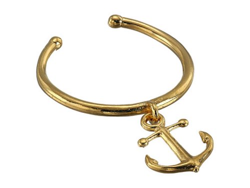 Bijuterii femei alex and ani anchor adjustable ring 14kt gold plated