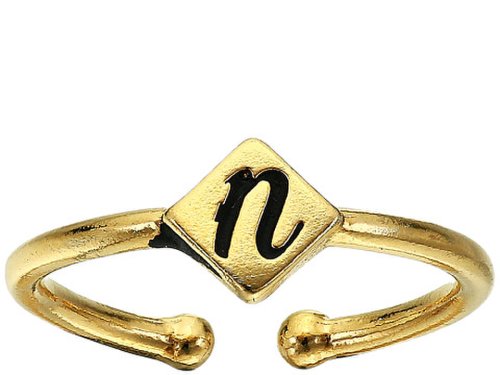 Bijuterii femei alex and ani initial n adjustable ring 14kt gold plated