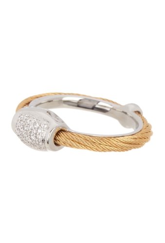 Bijuterii femei alor 18k gold stainless steel diamond grey cable ring - 014 ctw yellow