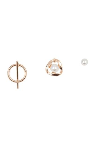 Bijuterii femei area stars 4-6mm pearl geo stud earrings set gold
