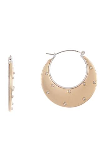 Bijuterii femei area stars mixed metal flat hoop earrings gold