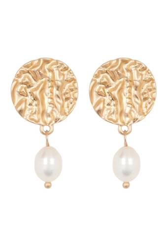 Bijuterii femei area stars molten stud 10mm pearl dangle earrings gold
