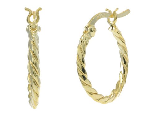 Bijuterii femei argento vivo 17 mm smooth twisted hoop earrings gold