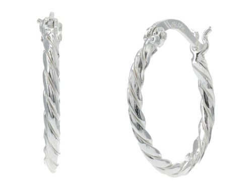 Bijuterii femei argento vivo 17 mm smooth twisted hoop earrings silver