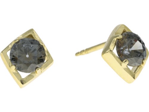 Bijuterii femei argento vivo diamond shape blue stud earrings gold