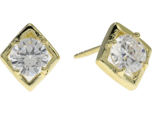 Bijuterii femei argento vivo diamond shape stud earrings gold