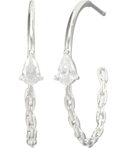 Bijuterii femei argento vivo pearlcz hoop chain earrings silver