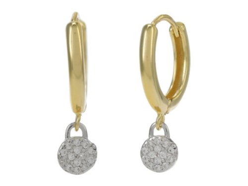 Bijuterii femei argento vivo two-tone cz round drop earrings goldsilver