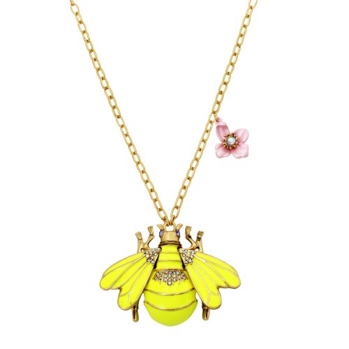 Bijuterii femei betsey johnson bee long pendant necklace yellow