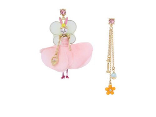Bijuterii femei betsey johnson bunny fairy non-matching earrings pink