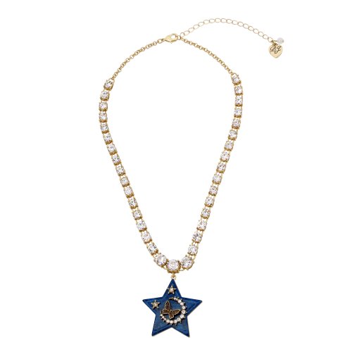 Bijuterii femei betsey johnson star short pendant necklace blue