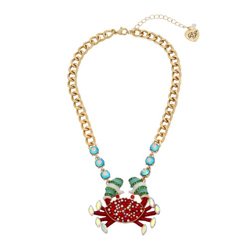 Bijuterii femei betsey johnson winter crab short pendant necklace red