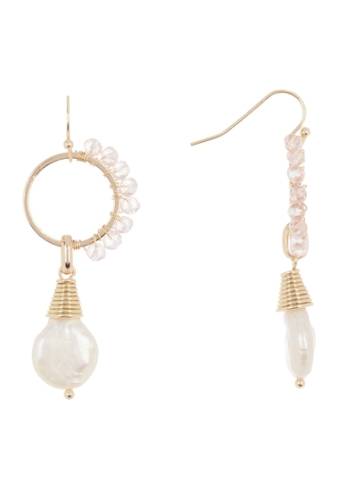 Bijuterii femei cara accessories beaded hoop 12mm pearl drop earrings gld mult