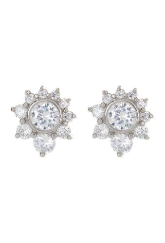 Bijuterii femei carolee cz cluster stud earrings silver pllt white