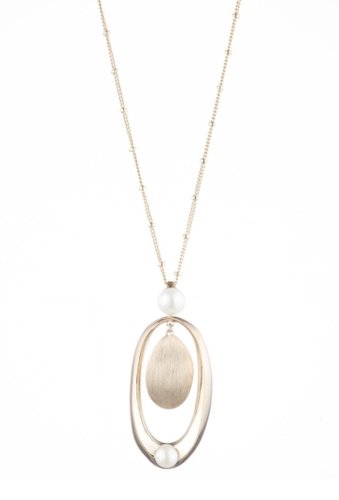 Bijuterii femei carolee golden hour 6mm freshwater pearl double drop pendant necklace goldwhite