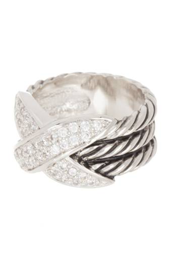 Bijuterii femei covet cz pave x on rope band ring clear