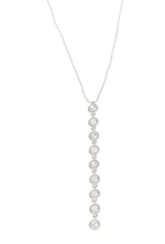 Bijuterii femei cz by kenneth jay lane round-cut cz linear drop necklace clear-silver