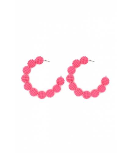 Bijuterii femei forever21 beaded half-hoop earrings pink
