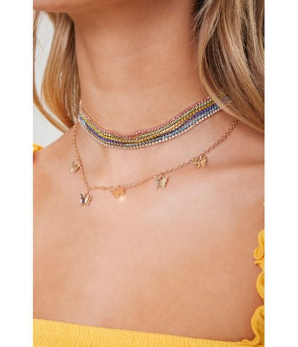 Bijuterii femei forever21 butterfly charm choker necklace set goldmulti
