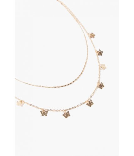 Bijuterii femei forever21 butterfly charm layered necklace gold