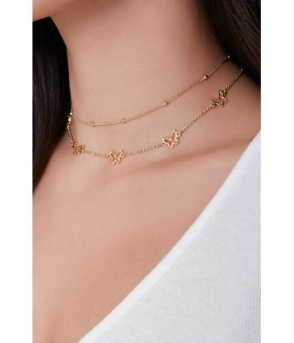 Bijuterii femei forever21 butterfly charm necklace set gold