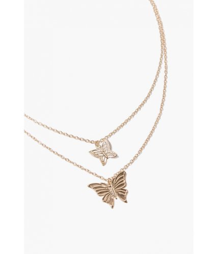 Bijuterii femei forever21 butterfly pendant layered necklace goldclear