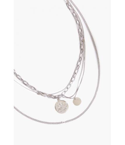 Bijuterii femei forever21 coin pendant layered necklace silver