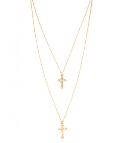 Bijuterii femei forever21 cross pendant chain necklace set goldclear
