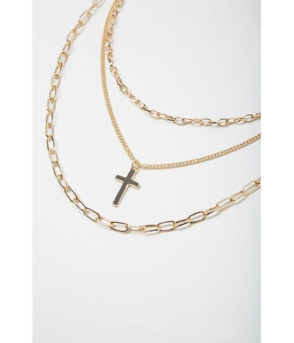 Bijuterii femei forever21 cross pendant layered necklace gold