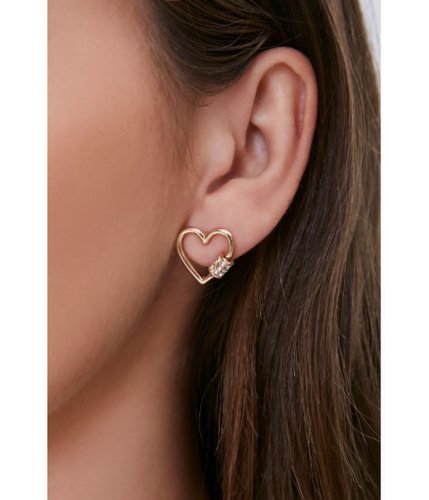 Bijuterii femei forever21 cutout heart stud earrings gold