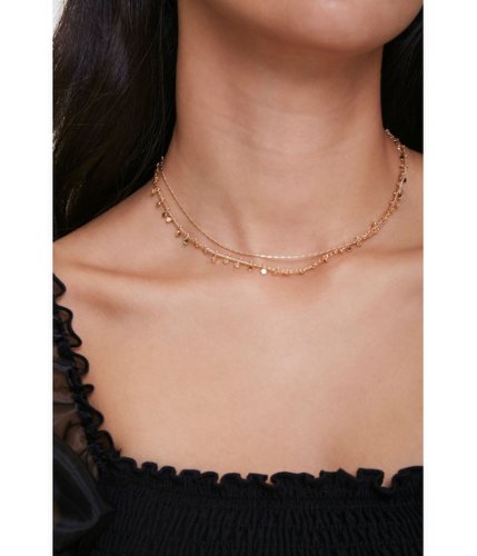 Bijuterii femei forever21 disc charm layered choker necklace gold