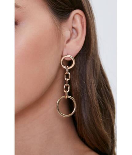Bijuterii femei forever21 drop chain o-ring earrings gold