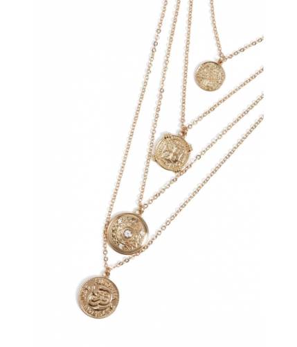 Bijuterii femei forever21 etched layered necklace gold