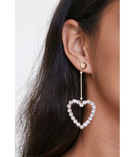 Bijuterii femei forever21 faux gem heart earrings goldclear