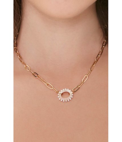 Bijuterii femei forever21 faux pearl cutout pendant necklace gold