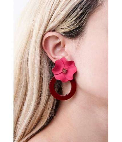 Bijuterii femei forever21 floral drop earrings pinkburgundy