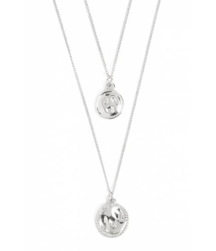 Bijuterii femei forever21 hammered disc pendant necklace set silver