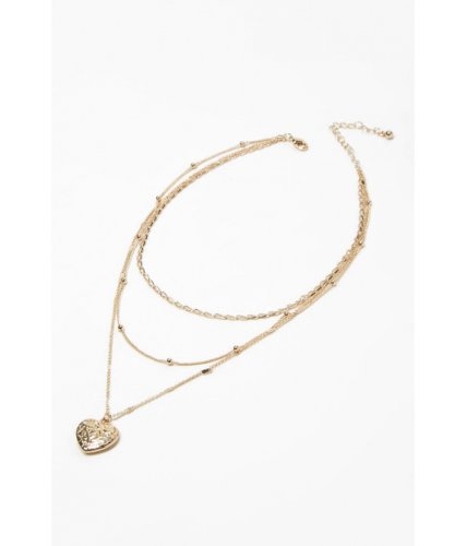 Bijuterii femei forever21 heart pendant layered necklace gold
