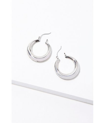 Bijuterii femei forever21 high-polish hoop earrings silver