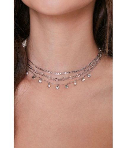 Bijuterii femei forever21 layered charm choker necklace silver
