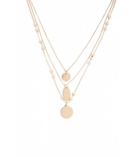 Bijuterii femei forever21 layered disc pendant chain necklace gold