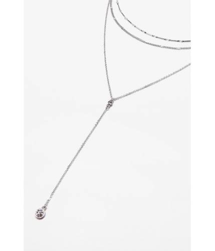 Bijuterii femei forever21 layered drop necklace silverclear