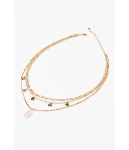 Bijuterii femei forever21 layered faux gem pendant necklace goldblush
