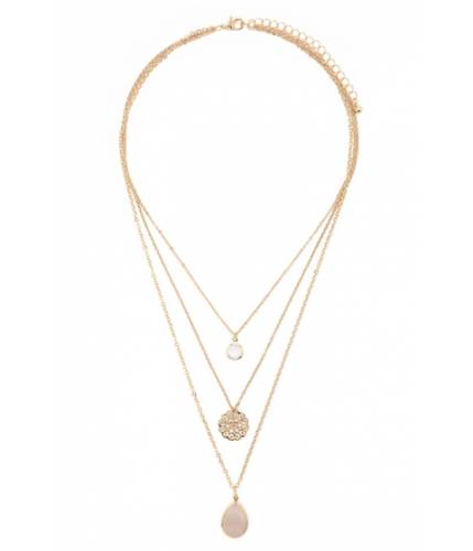 Bijuterii femei forever21 layered pendant necklace goldpink