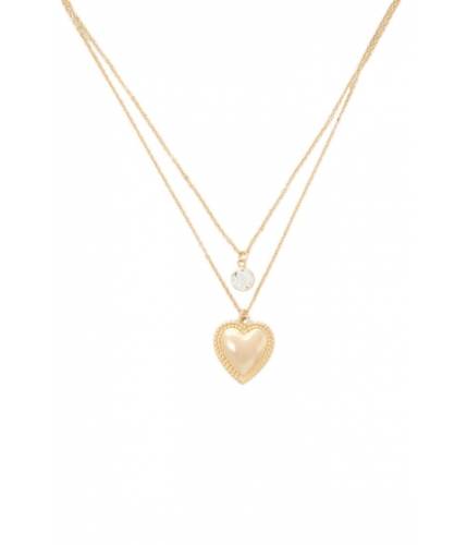 Bijuterii femei forever21 layered rhinestone heart pendant chain necklace goldclear