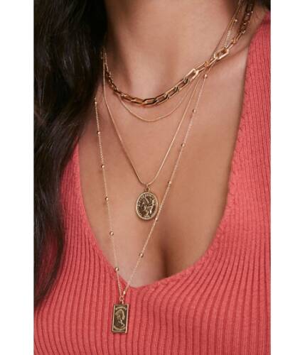 Bijuterii femei forever21 profile pendant layered necklace gold