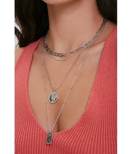 Bijuterii femei forever21 profile pendant layered necklace silver